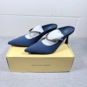 Cosy Island Women's Blue Pointed Toe Heeled Slip On Dress Shoes